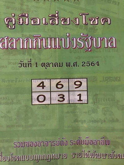 เลขเด็ดหวยปกเขียน1/10/64