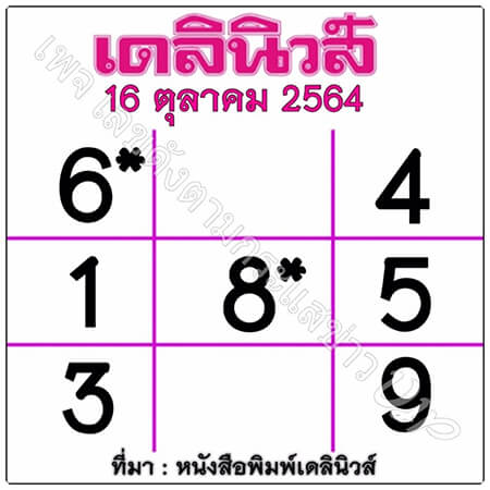 เลขเด็ดเดลินิวส์16-10-64