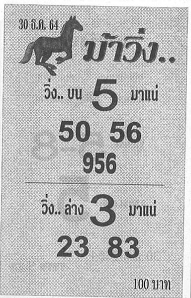 เลขเด็ดม้าวิ่ง30/12/64