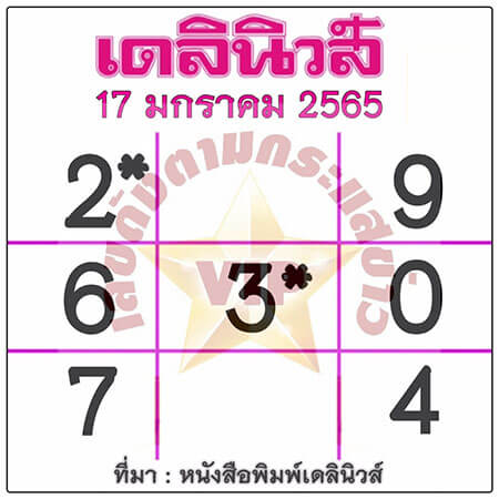 หวยเดลินิวส์17/01/65