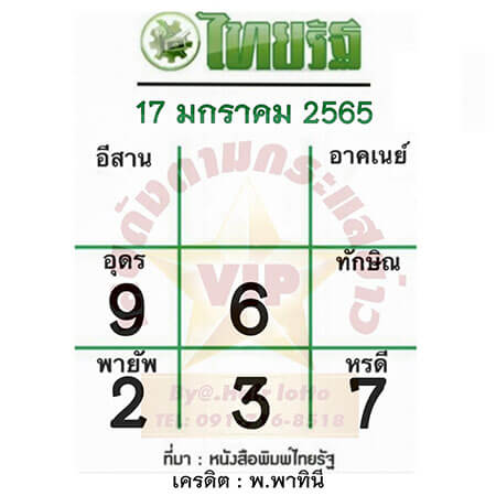 หวยไทยรัฐ17/01/65