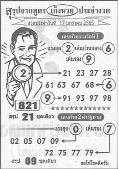 เลขเด็ดสรุปสูตรเก็งหวย17/01/65