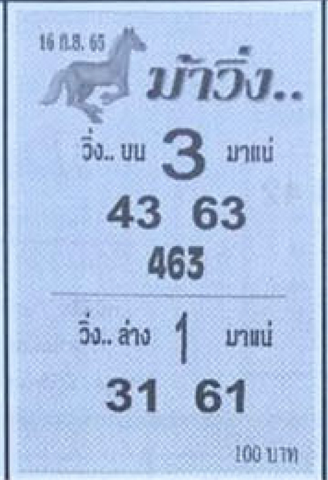 เลขม้าวิ่ง เลขเด็ด 16/9/65